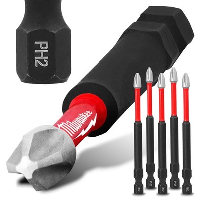 5x Magnetisch Bit PH2 90 mm Stahl Philips Schraubendreher MILWAUKEE Magnetbit