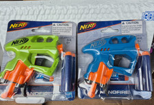 Hasbro Nerf Nanofire Micro Mini Foam Dart Guns 1 Blue  1 Green W 3 Darts Each