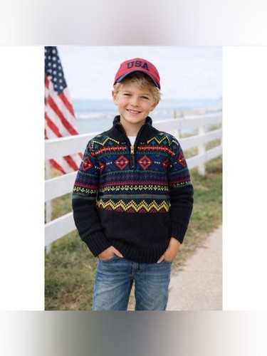 Polo Ralph Lauren Kid’s Cotton Nordic Fair Isle Half Zip Knit Sweater