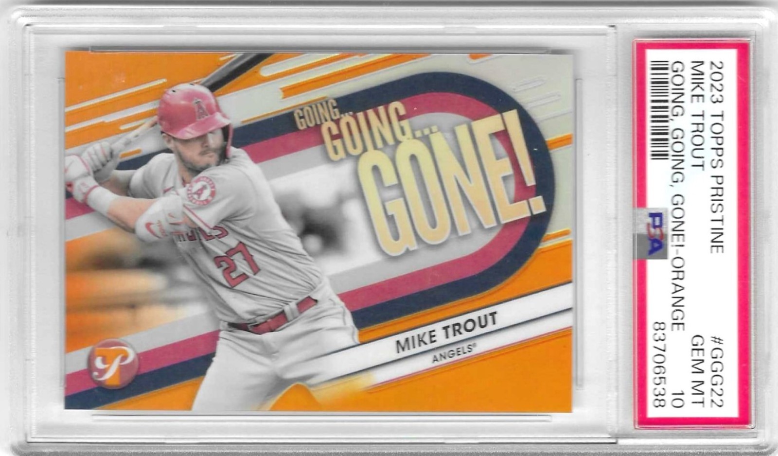 MIKE TROUT 2023 Pristine Going Gone "LA Angels MVP" #23 of 25 PSA Gem Mint 10!