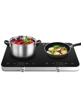 COOKTRON 1800W 120V Portable Double Burner Electric Cooktop w/Knobs Works Great