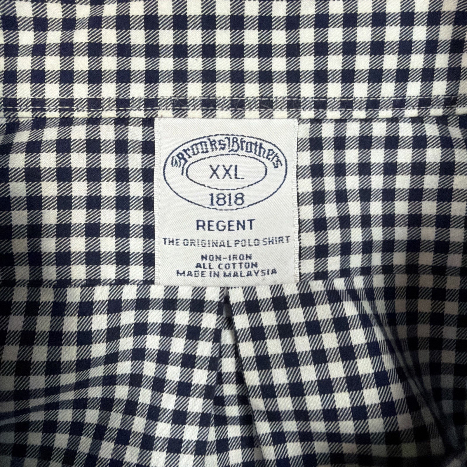 Brooks Brothers Regent Shirt Mens 2XL The Original Polo Non Iron Gingham Blue thumbnail 3