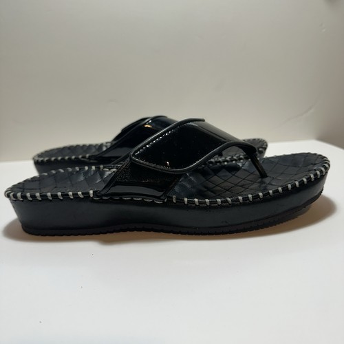 New Robert Zur Women’s Sandals Size 9 Black Leather Luxury Flip-flops Adjustable - Picture 1 of 12