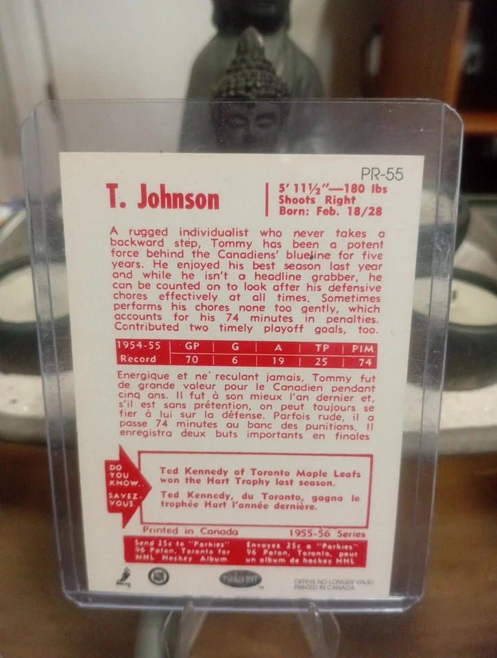🔥1955🇨🇦Parkhurst🔥Quaker овес Том🏒Johnson Монреаль🥅Canadiens повторная печать - Изображение 2 из 2