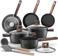Set Pentole Induzione - 11 Pcs Batteria Pentole E Padelle Antiaderenti per Tutti