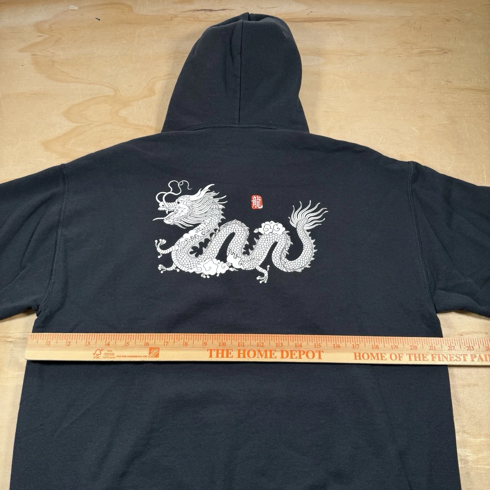 VETEMENTS A4982 ARTIST UNION Clothing Co Unisex Pullover Felpa con Cappuccio Nero Drago Felpa L