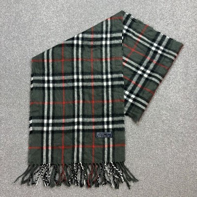 Burberry London Schal 58 x 11 Zoll grau Nova Check 100 % Lammwolle...