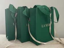 3 x LA MER Small Gift Paper Shopping Bag w/ Ribbon in Green 6'' x 4.5” x 2”