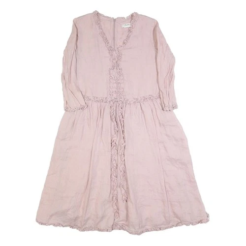 S MAX MARA Womens Pink Day Woven Plain Long Sleeve Midi Dress UK M Ruffle Trim