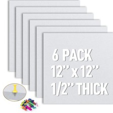 White Cork Bulletin Board 1/2 Inch Thick Felt Tiles 120 Pins 12x12 In 12 PCS