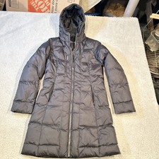 Steve Madden Women  s Small Hooded Down Feather Long Puffer Coat Black Winter