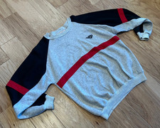 Vintage 90s PONY Colorblock Heather Grey Men's Crewneck Sweatshirt Red Black XL