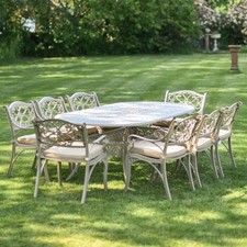 Antique Champagne "Moreville" 8-Seater Garden Furniture Dining Table & Chair Set