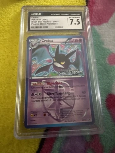 Pokemon Crobat Black Star Promos BW51 Plasma Storm Prerelease CGC 7.5 NM+