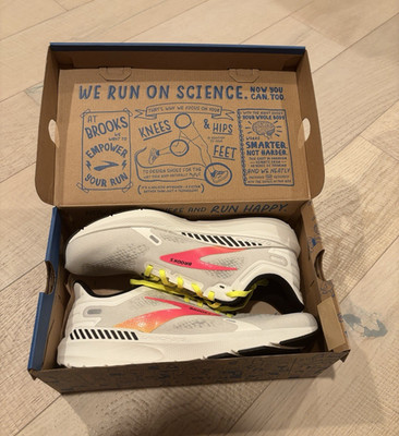 Brooks Launch GTS 9 Men s Running Sneaker 10.5 D White Pink Yellow Mesh