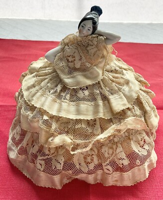 Vintage Porcelain Half Doll Pin Cushion Lady Made in Germany