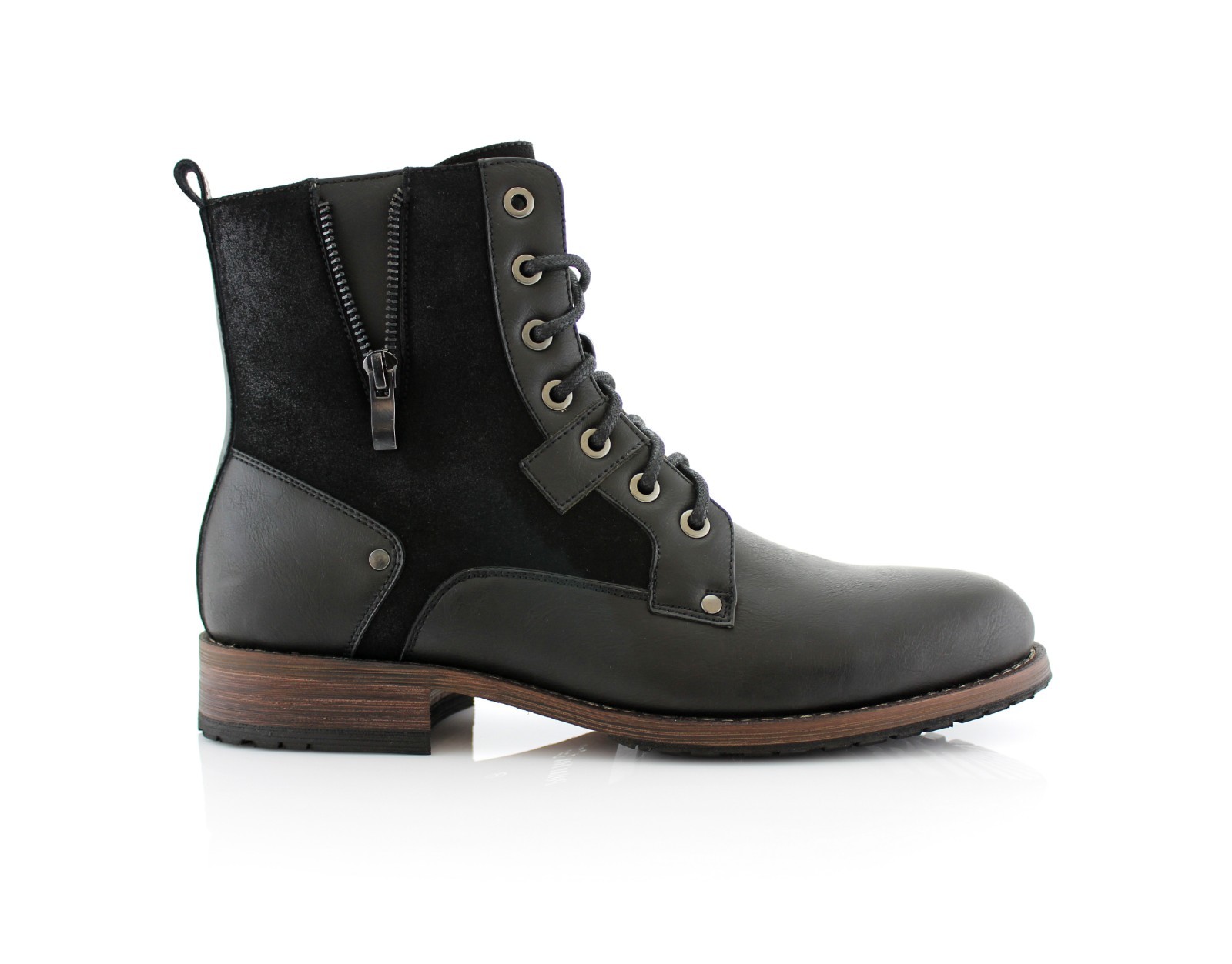 Polar Fox Men's Casual Suede Zipper Combat Motorcycle Formal Hiking