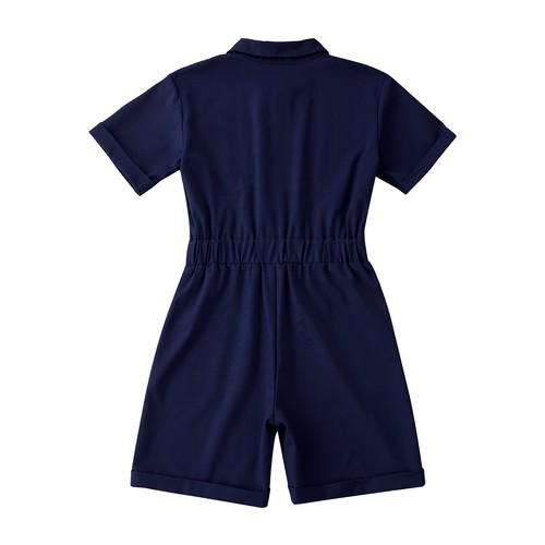 Kids Girls Jumpsuit Work Rompers Sport Coverall Casual Overalls Elastic Waist - Picture 57 of 83