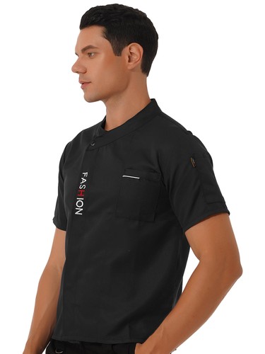 Unisex Chef Coat Double-Breast Short Sleeve Cook Jacket Kitchen Uniform Dress - Picture 123 of 140
