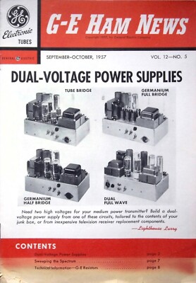 DUAL-VOLTAGE POWER SUPPLIES, G-E HAM NEWS - SEPTEMBER-OCTOBER, 1957 VOL.12-NO. 5