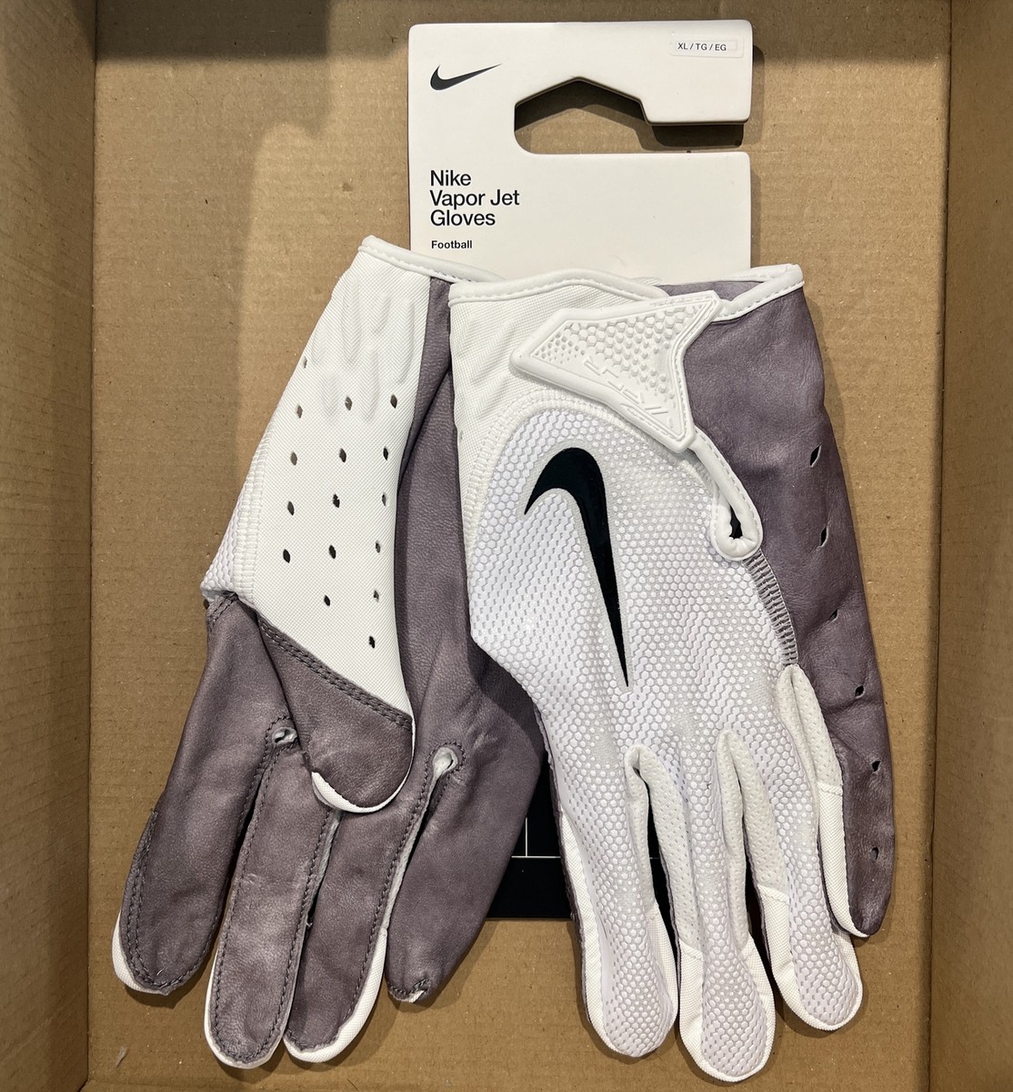Nike NFL Promo Vapor Jet 7.0 Leather Football Gloves White Size XL