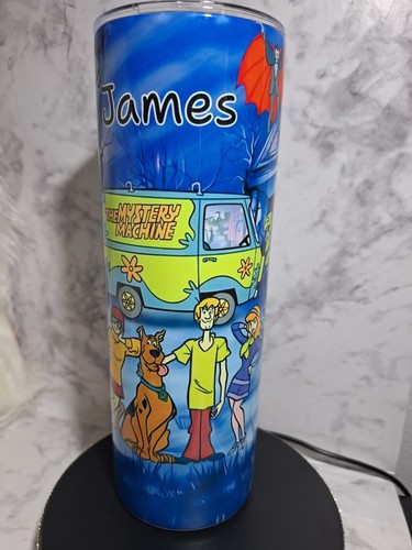 Scooby Doo Tumbler 20oz Stainless Steel Skinny Straw Cup Travel Mug - Picture 3 of 10