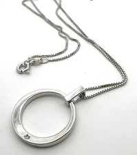 .925 Sterling Silver 17" Circle of Life Diamond Necklace 5.9g