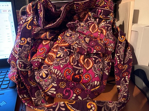 Vera Bradley Purse Maroon Paisley Bucket Style Purse - Picture 3 of 13