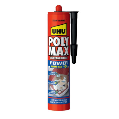 UHU POLY MAX POWER Montagekleber Schwarz 425g Kleber Kartusche Innen & Außen