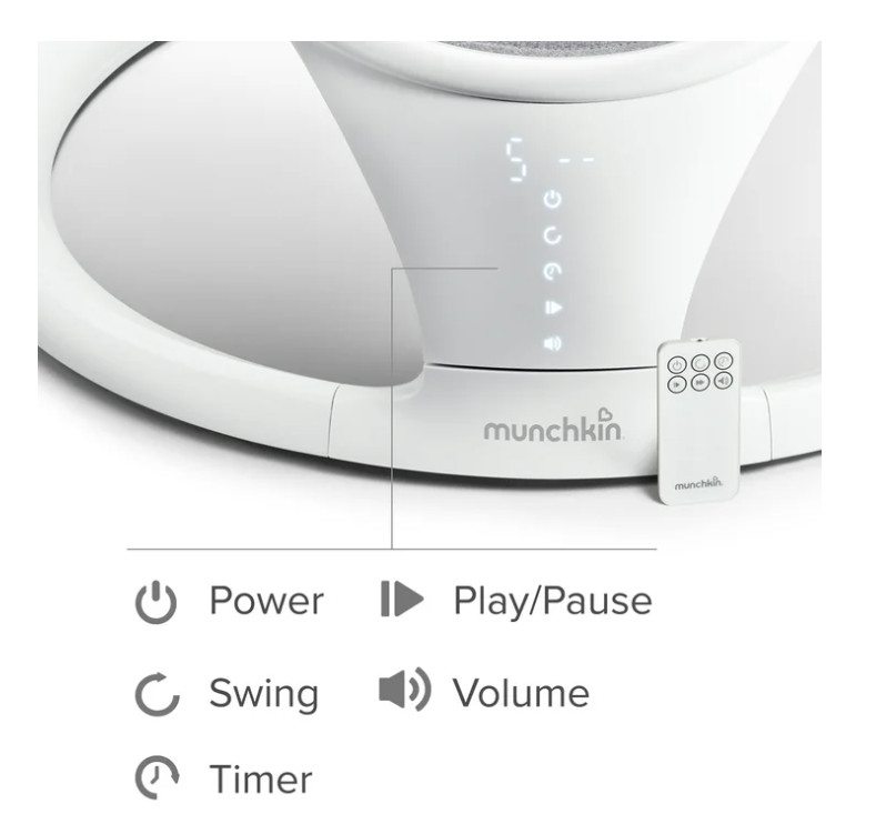 Munchkin® Bluetooth Enabled Infant Baby Swing,5 Ranges of Motion, White, Unisex