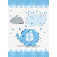 Blue Elephant Boy Baby Shower Thank You Cards, 8ct Blue Elephant Boy Baby Shower Thank You Cards, 8ct