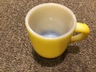 FIRE KING VTG ANCHOR HOCKING YELLOW BROWN HOMBRE RIBBED STACKABLE COFFEE CUP MUG
