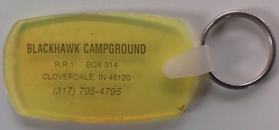 Flexible Rubber Keychain Keyring Blackhawk Campground Cloverdale, IN Advertising