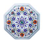 15" Marble Table Top Inlay Floral semi precious gems Handmade Home Decor