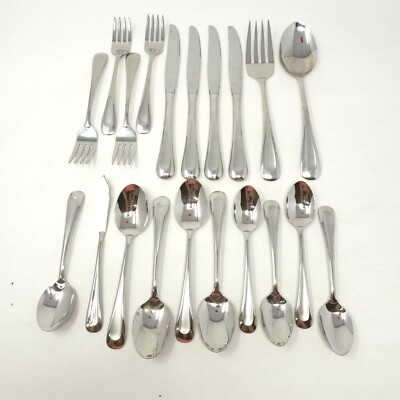 4 Place Settings Plus Extra, 19 Pcs, Sand Dune Oneida USA Stainless Glossy Satin