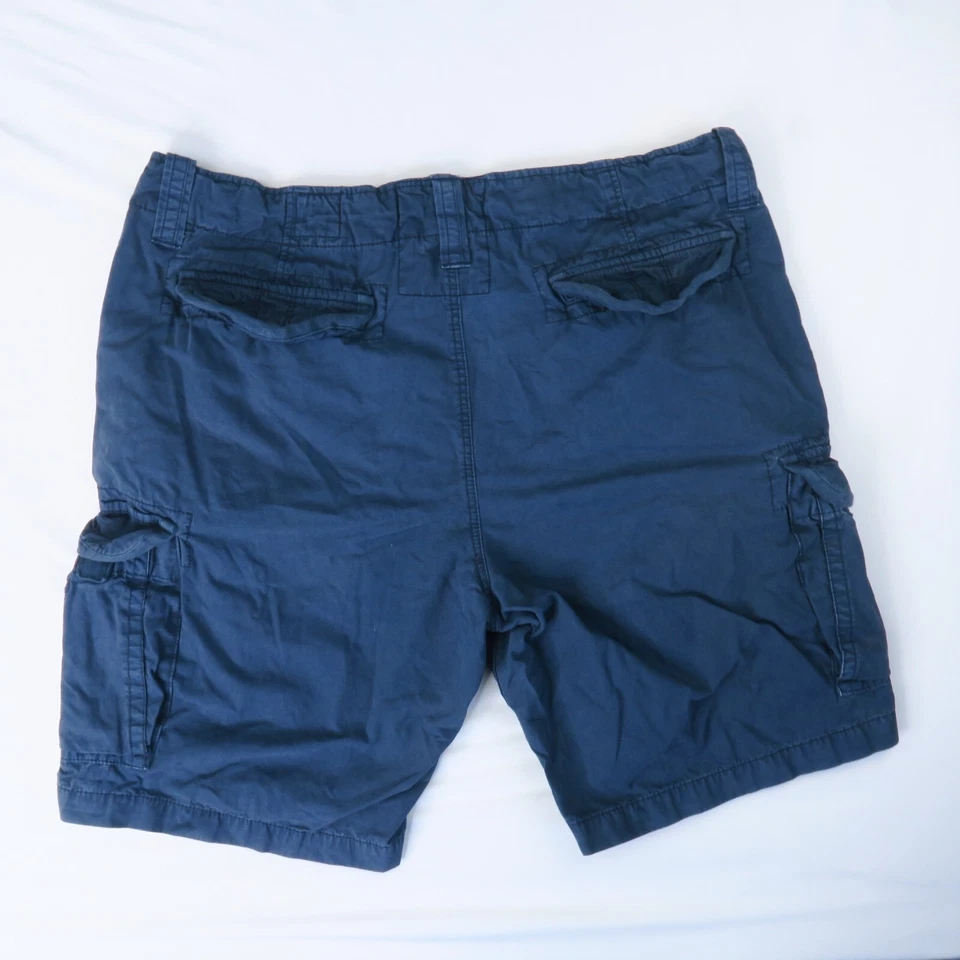 Pantalones Cortos Carga Tailor Vintage Para Hombre Azul Envejecido Talla 38 6 Bolsillos Todo Algodón Foto 3 de 4