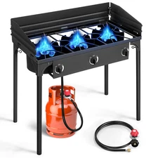 225,000 BTU Powerful 0-20 Psi Three Burner Outdoor Camping Gas Propane Stove