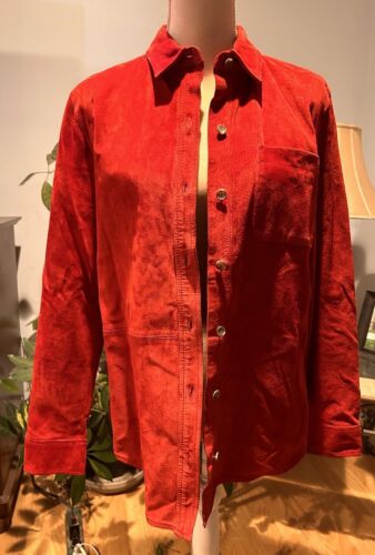 Suede Red Shacket. size medium Red Jones of NY. cu