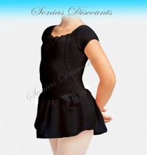 CAPEZIO Cap Sleeve Skirted Leotard Ballet Dress - Black NWT- Child's Size M or L