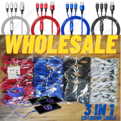 Wholesale 3 in 1 Charger Cord 3A Fast Charging Cable For iPhone USB-C Micro USB