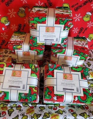 The Grinch That Stole Christmas! HUGE 25) Pc Fat Quarter Fabric Bundle!FAST SHIP