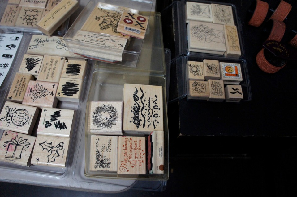 Estate Sale Lot Vintage 226 pc Stampin Up Stamps Sets Lot Stamp