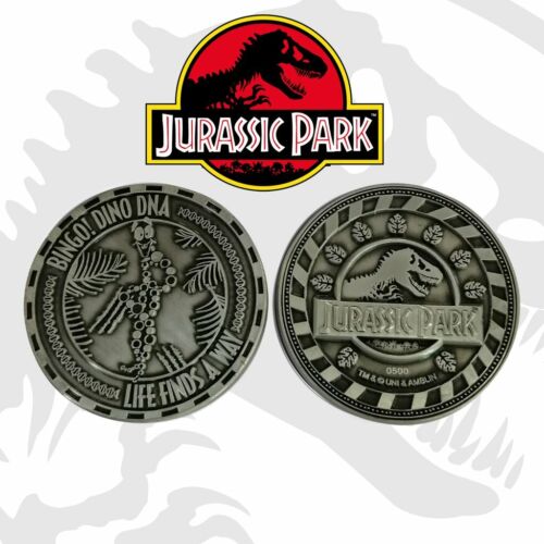 Jurassic Park DNA Collectable Silver Coin Fanattik Limited Collectors Game Gift - Afbeelding 1 van 3