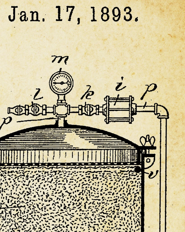 ¡Póster de patente de cerveza 1893! (hasta tamaño completo 24" x 36") - Cervecería - Barril Foto 2 de 4