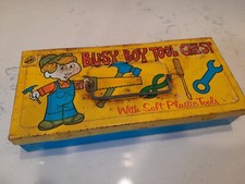 Vintage Ohio Art 1950's Tin Litho Busy Boy Tool Chest Toy Box W/1 Original Tool
