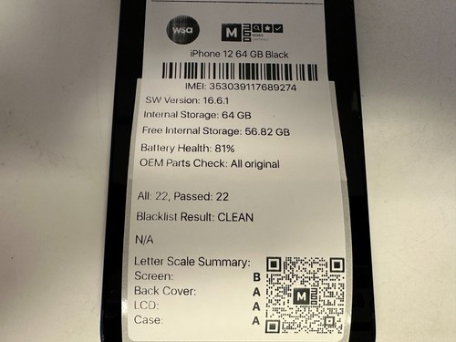Apple iPhone 12 - 64 GB Black (Unlocked) (MGF43LL/A) (A2172)(Duel Sim(Sim+eSim)) - Zdjęcie 9 z 9