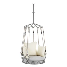 Outdoor Porch Swing Chair Hanging Basket, Hanging Chair w/ UV Resistant Cushion