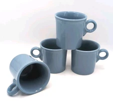 Set of 4 HLC Fiesta Mugs Periwinkle Fiestaware Blue Ring Handle USA
