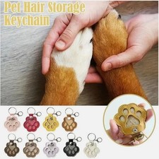 Pet Hair Memorial Keychain PU Leather Keepsake Locket for Cat Dog Fur Pet Hair