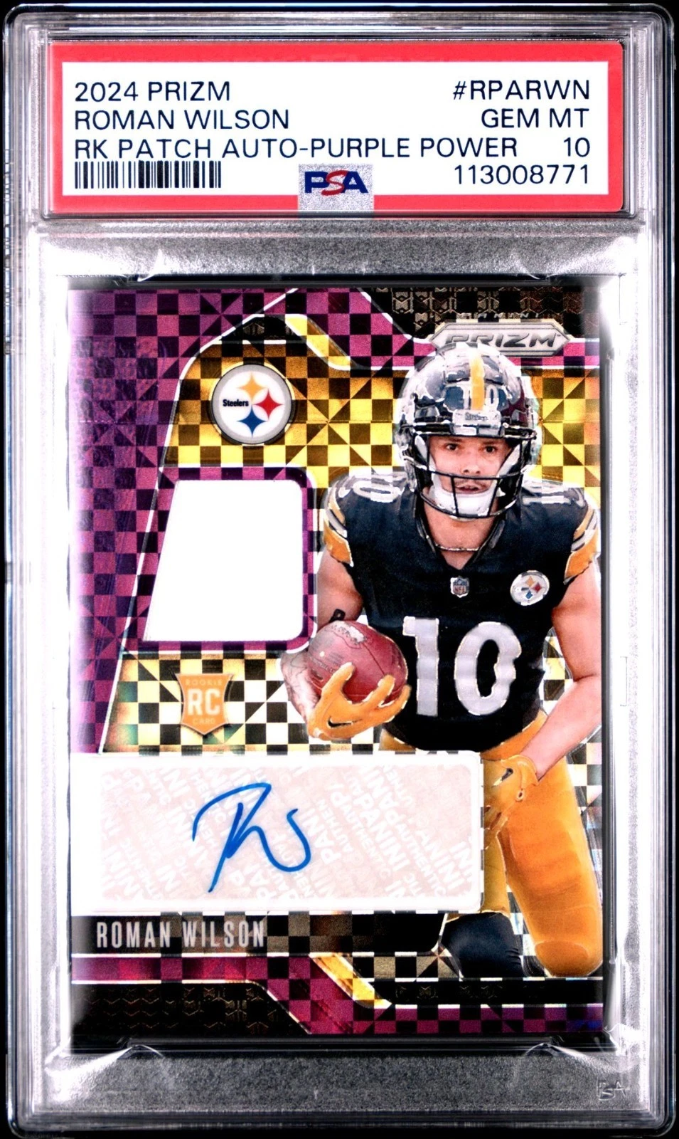 Roman Wilson Panini Prizm Rookie Patch Autographs #RPARWN Purple Power